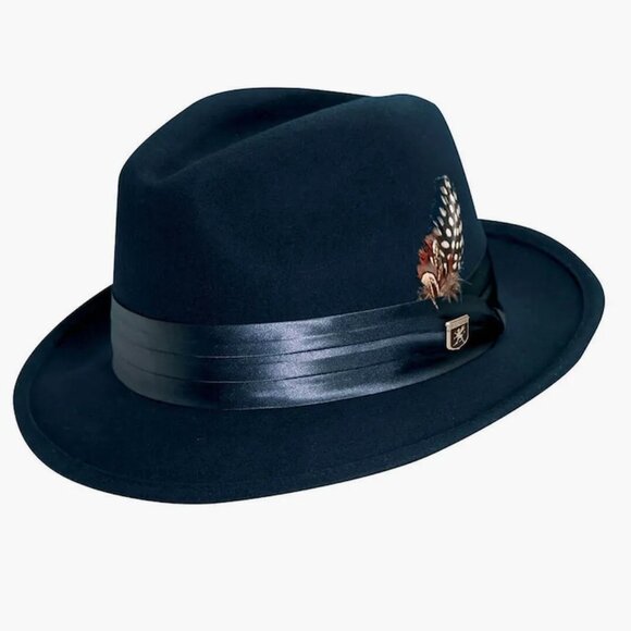 STACY ADAMS Other - STACY ADAMS Crushable Wool Felt Fedora Hat NAVY SZ LARGE. SAW 621